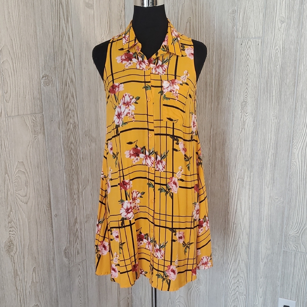 J for Justify Gold Floral Tunic Dress